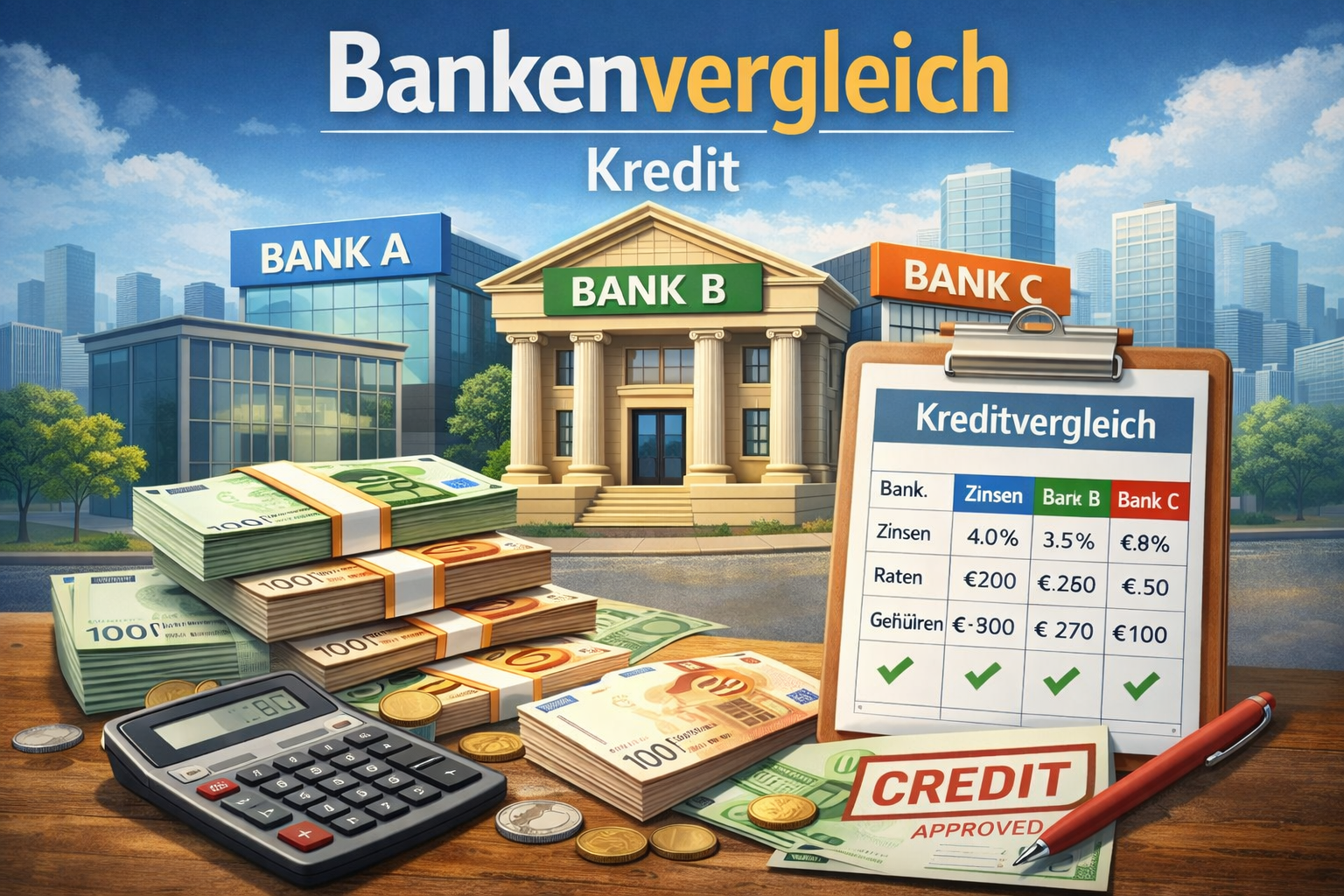 Kreditvergleich der Bankangebote